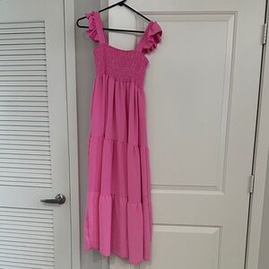 Pink Ruffled Maxi Dress XL